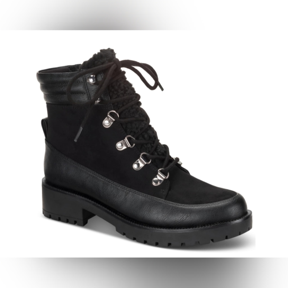 Style & Co Fantasiaa Lace-up Winter Boots, Created for Macy's - Black, 6M